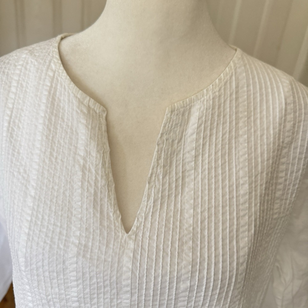 Vintage Y2k Women's‎ 100% Cotton Solid White Blouse Boho Peasant Cottage Core - Picture 3 of 10